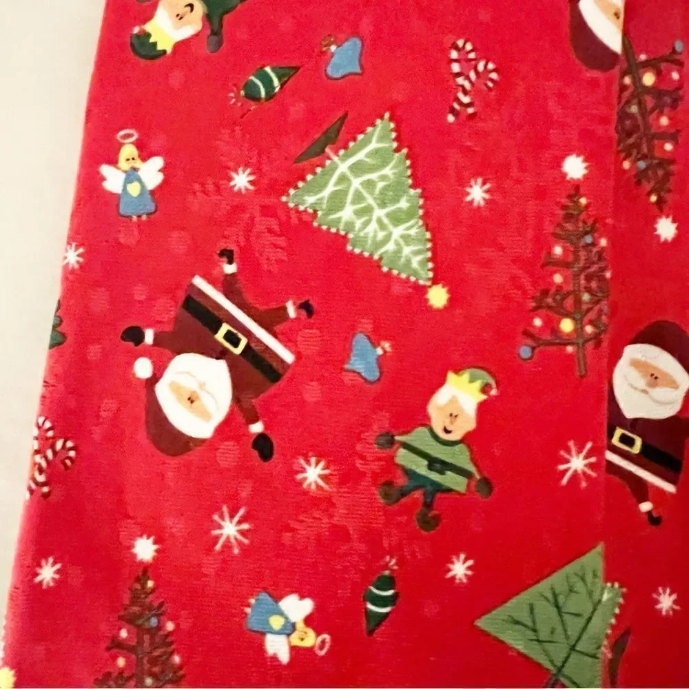 Ho Ho Ho Novelty Christmas Santa Elf Angel Tree Necktie, Red-Multi